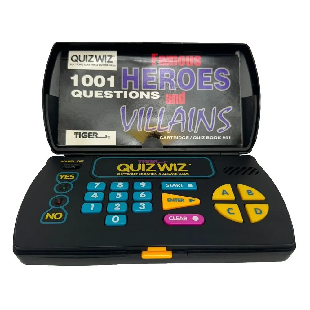 Vintage 1993 ~ Tiger Electronics ~ Quiz Wiz‎ Game 1001 Heroes & Villains (Works)